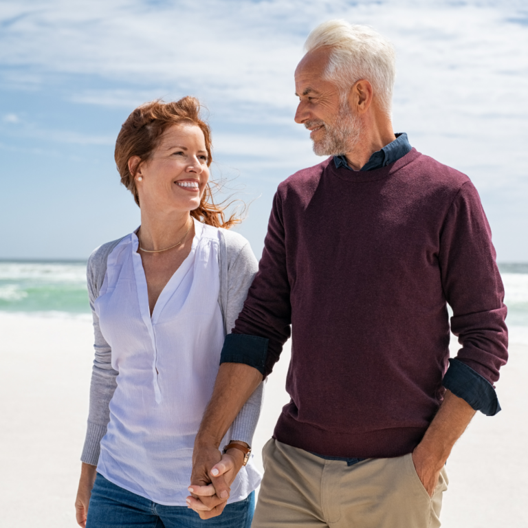 Happy couple walking